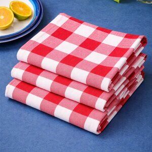 100% Cotton Quality Set of 4 Pack Kitchen Buffalo Check Plaid, Size 20''*30 Inch